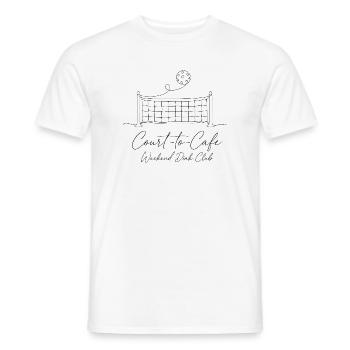 Chemise Pickleball Line Art – Minimaliste Court-to-CA - T-shirt homme - blanc - Devant - AI Model Male 178 dark (178cm)