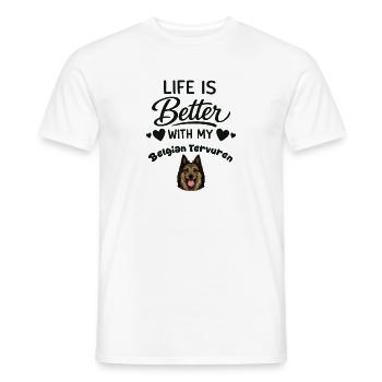 La vie est meilleure avec le Berger Belge - T-shirt homme - blanc - Devant - AI Model Male 178 dark (178cm)