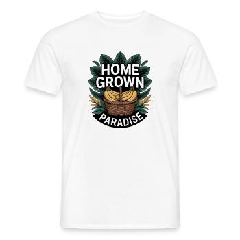 Home Grown Paradise Tropical Garden - Men's T-Shirt - white - Front - AI Model Male 178 dark (178cm)
