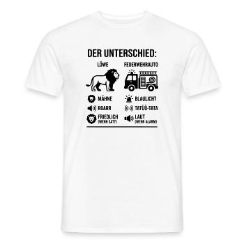 Löwe oder Feuerwehr? Lustiges Vergleichs-Motiv  - Männer T-Shirt - Weiß - Vorne - AI Model Male 178 dark (178cm)