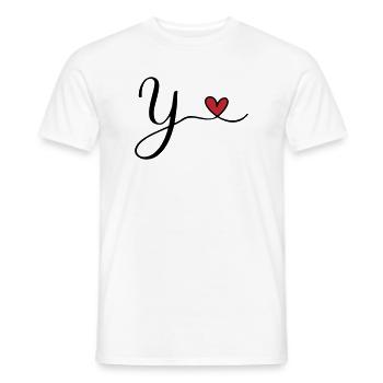 Y Buchstabe Initiale Monogramm Design mit Herz - Männer T-Shirt - Weiß - Vorne - AI Model Male 178 dark (178cm)