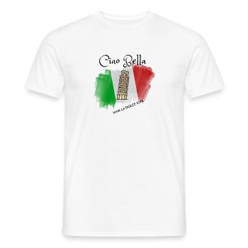 Leaning Tower on Italian Flag Brush - Men's T-Shirt - white - Front - AI Model Male 178 dark (178cm)
