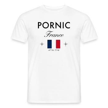 Pornic Frankreich Koordinaten Reise Souvenir - Männer T-Shirt - Weiß - Vorne - AI Model Male 178 dark (178cm)
