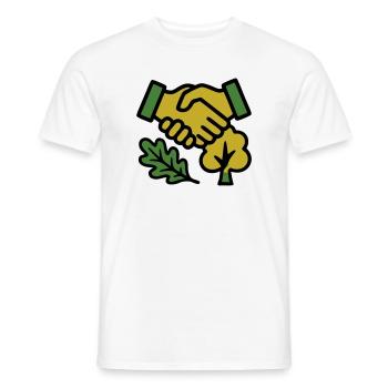 Poignée de main Logo de la Forêt Naturelle - T-shirt homme - blanc - Devant - AI Model Male 178 dark (178cm)