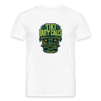 Barman shift Tiki Duty Appelle, bar tiki au bord de la piscine - T-shirt homme - blanc - Devant - AI Model Male 178 dark (178cm)