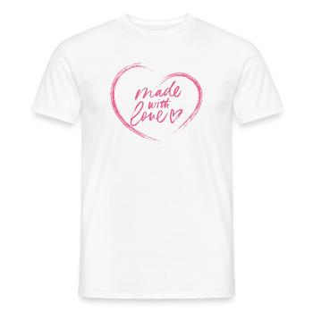 Fait avec le cœur de l’amour - T-shirt homme - blanc - Devant - AI Model Male 178 dark (178cm)