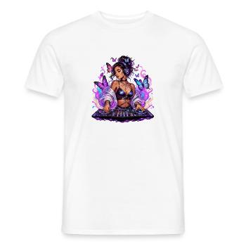 Night DJ in with butterfly flair - Men's T-Shirt - white - Front - AI Model Male 178 dark (178cm)