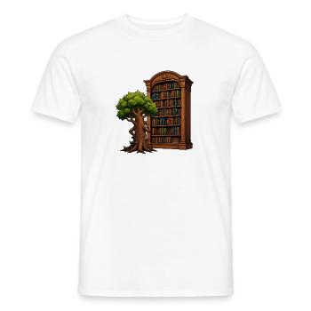 Arbre rencontrant la bibliothèque - T-shirt homme - blanc - Devant - AI Model Male 178 dark (178cm)