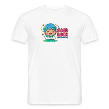 GOOD LUCK - Drippy Happy Face - Have a nice day - Männer T-Shirt - Weiß - Vorne - AI Model Male 178 dark (178cm)
