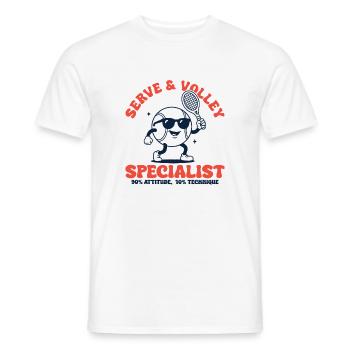 Tennis Retro Tennis Ball Serve & Volley Specialist - Men's T-Shirt - white - Front - AI Model Male 178 dark (178cm)