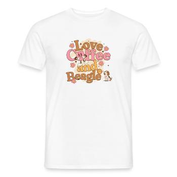 Love coffee and Beagle - amour du café et chiens - T-shirt homme - blanc - Devant - AI Model Male 178 dark (178cm)