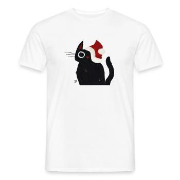 Schwarze Katze mit Weihnachtsmütze - Männer T-Shirt - Weiß - Vorne - AI Model Male 178 dark (178cm)