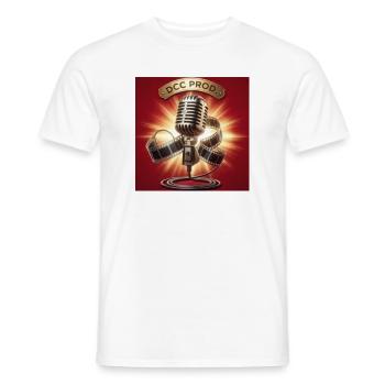 Microphone rétro cinématigue DCC PROD - T-shirt homme - blanc - Devant - AI Model Male 178 dark (178cm)