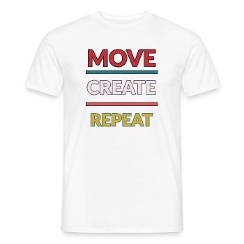 Move Create Repeat: Creative Momentum - Men's T-Shirt - white - Front - AI Model Male 178 dark (178cm)