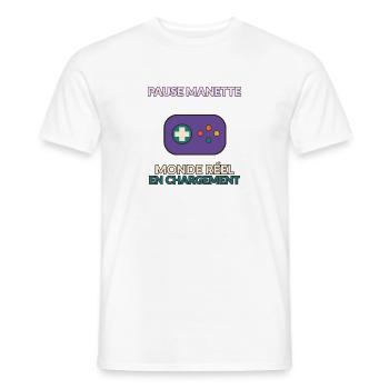 Pause Manette Monde Reel En Chargement - T-shirt homme - blanc - Devant - AI Model Male 178 dark (178cm)