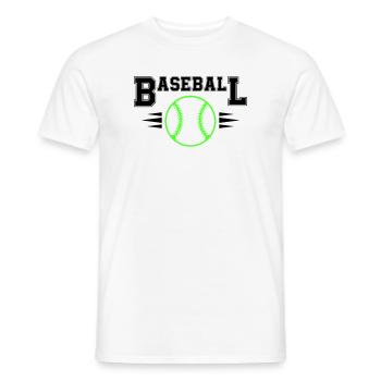 Neon Baseballball mit Leuchtstichen - Männer T-Shirt - Weiß - Vorne - AI Model Male 178 dark (178cm)