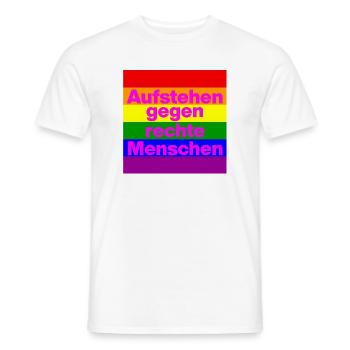 AUFSTEHEN GEGEN RECHTE MENSCHEN, WAHL, NO AFD - Männer T-Shirt - Weiß - Vorne - AI Model Male 178 dark (178cm)