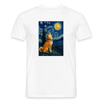 Shiba Inu Nuit étoilée Kawaii Doge Art - T-shirt homme - blanc - Devant - AI Model Male 178 dark (178cm)