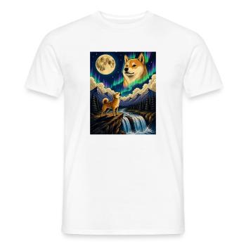 Shiba Inu Howling Moon Doge Kawaii - Men's T-Shirt - white - Front - AI Model Male 178 dark (178cm)