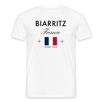 Biarritz Frankreich Koordinaten Reise Souvenir - Männer T-Shirt - Weiß - Vorne - AI Model Male 178 dark (178cm)