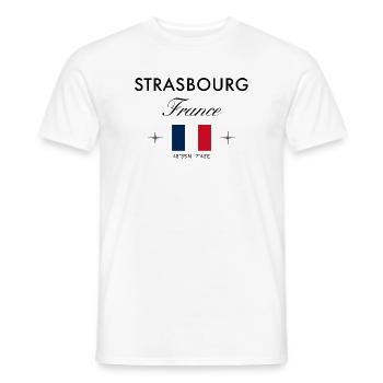 Straßburg Frankreich Koordinaten Reise Souvenir - Männer T-Shirt - Weiß - Vorne - AI Model Male 178 dark (178cm)
