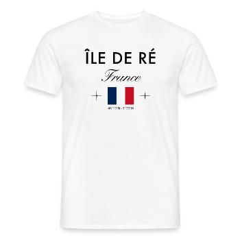 Ile de Re Frankreich Koordinaten Reise Souvenir - Männer T-Shirt - Weiß - Vorne - AI Model Male 178 dark (178cm)