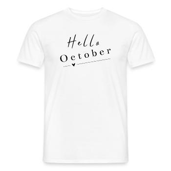 Hello October | Modern Autumn Design - Men's T-Shirt - white - Front - AI Model Male 178 dark (178cm)