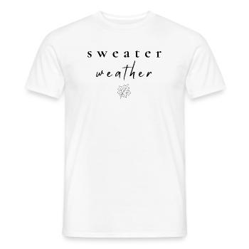 Temps pour les pulls | Chemise d’automne minimaliste - T-shirt homme - blanc - Devant - AI Model Male 178 dark (178cm)