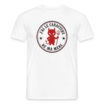 J'ai le caractère de ma mère – Diablotin humoristi - T-shirt homme - blanc - Devant - AI Model Male 178 dark (178cm)
