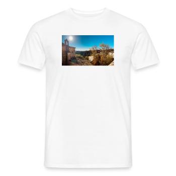 Sunny Tuscan Village with Rooftops - Men's T-Shirt - white - Front - AI Model Male 178 dark (178cm)