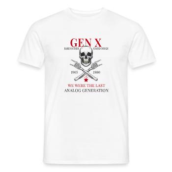 Gen X – Élevé à l’extérieur est resté dur - T-shirt homme - blanc - Devant - AI Model Male 178 dark (178cm)