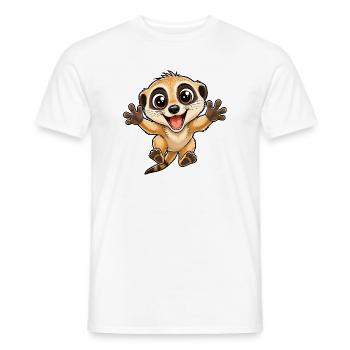 Un joli suricate saute vers toi - T-shirt homme - blanc - Devant - AI Model Male 178 dark (178cm)