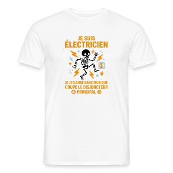 Électricien danseur sans musique - T-shirt homme - blanc - Devant - AI Model Male 178 dark (178cm)