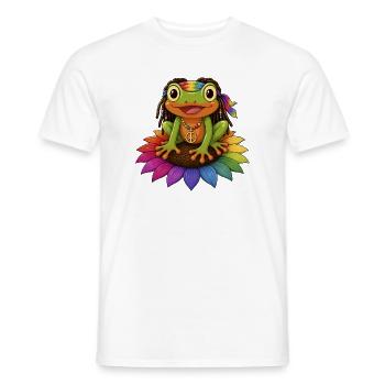 Rasta Frosch auf Sonnenblumeblüte Peace Zeichen - Männer T-Shirt - Weiß - Vorne - AI Model Male 178 dark (178cm)