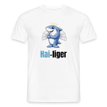Hailiger - Hai mit Heiligenschein - Männer T-Shirt - Weiß - Vorne - AI Model Male 178 dark (178cm)