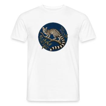 Genetta genetta – Illustration naturaliste - T-shirt homme - blanc - Devant - AI Model Male 178 dark (178cm)