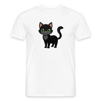 Chat noir mignon - T-shirt homme - blanc - Devant - AI Model Male 178 dark (178cm)