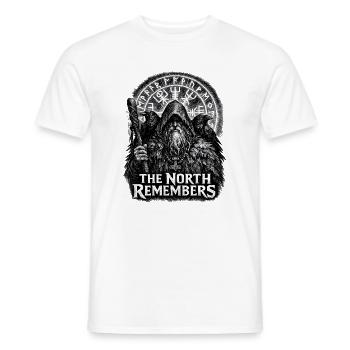 Nordic Rune Guardian in Raven Cloak - Men's T-Shirt - white - Front - AI Model Male 178 dark (178cm)