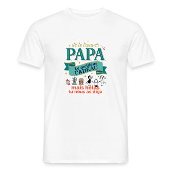 Meilleur Cadeau Papa Humour Enfants - T-shirt homme - blanc - Devant - AI Model Male 178 dark (178cm)