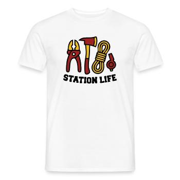 Icône de la brigade des pompiers de la Station Life - T-shirt homme - blanc - Devant - AI Model Male 178 dark (178cm)