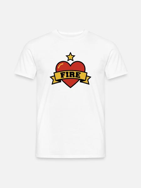 Fire Brigade Heart Fire Crest - Men's T-Shirt - white
