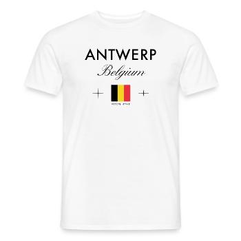 Antwerpen Belgien Koordinaten Reise Souvenir - Männer T-Shirt - Weiß - Vorne - AI Model Male 178 dark (178cm)