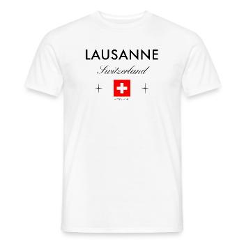 Lausanne Schweiz Koordinaten Reise Souvenir - Männer T-Shirt - Weiß - Vorne - AI Model Male 178 dark (178cm)