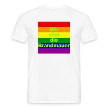 Wir sind die Brandmauer, NO NZS, NO AFD, FRIEDEN - Männer T-Shirt - Weiß - Vorne - AI Model Male 178 dark (178cm)