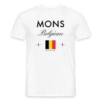 Mons Belgien Koordinaten Reise Souvenir - Männer T-Shirt - Weiß - Vorne - AI Model Male 178 dark (178cm)