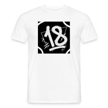 18 Graffiti Halftone Ziffern - Männer T-Shirt - Weiß - Vorne - AI Model Male 178 dark (178cm)