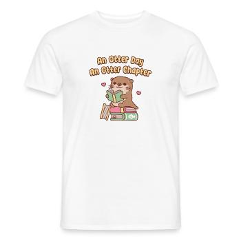 Cute Otter Reads An Otter Day An Otter Chapter - Men's T-Shirt - white - Front - AI Model Male 178 dark (178cm)