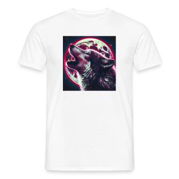 Wolf howls at the Full Moon - Men's T-Shirt - white - Front - AI Model Male 178 dark (178cm)