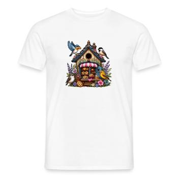 Vogelbäckerei im Blumengarten - Männer T-Shirt - Weiß - Vorne - AI Model Male 178 dark (178cm)