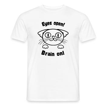 EyesOpenCat - Männer T-Shirt - Weiß - Vorne - AI Model Male 178 dark (178cm)